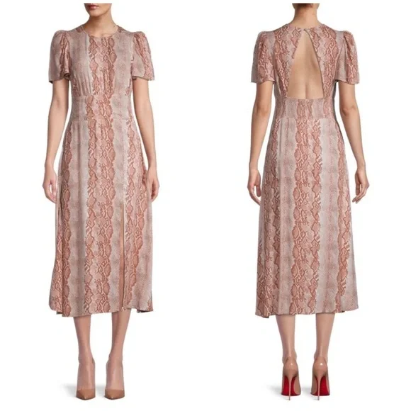 NWT AFRM Jaimie Open Back Animal Print Midi Dress, size X-Small - Picture 6 of 6